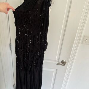 Zara Black One-Shoulder Dress with Sequins